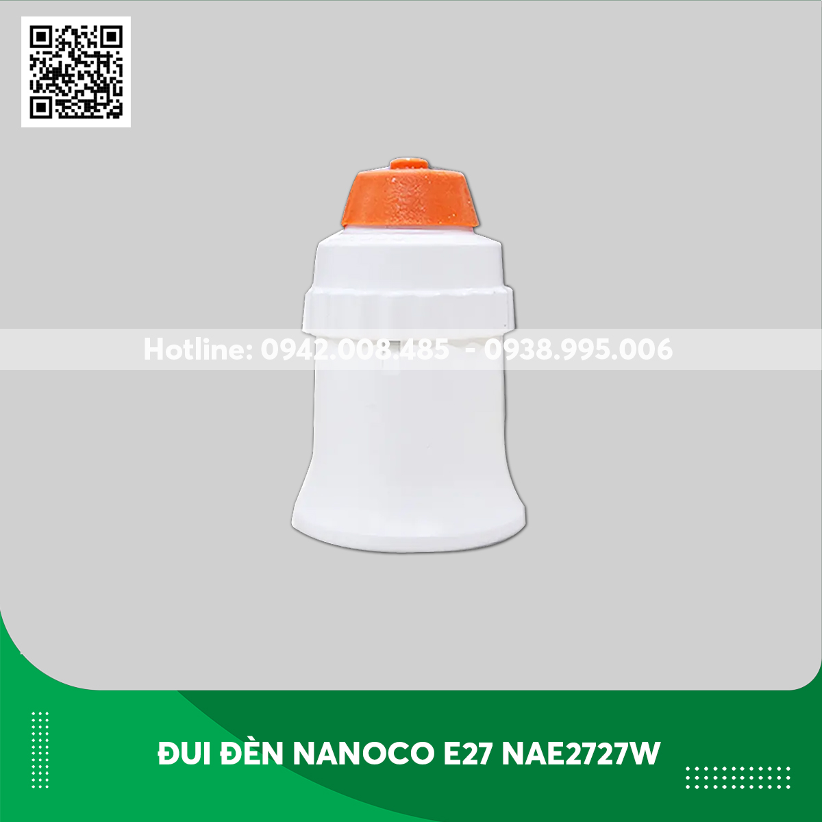 Đui đèn Nanoco E27 NAE2727W loại di động màu trắng