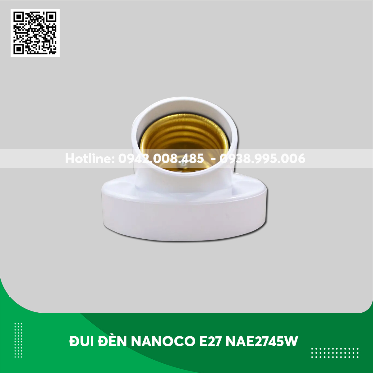 Đui đèn Nanoco E27 NAE2745W loại 45 độ màu trắng