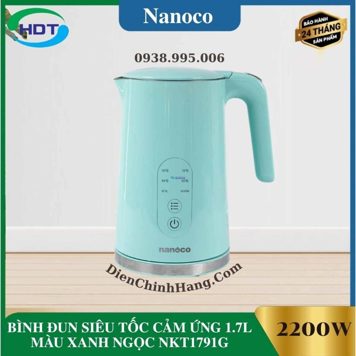  BÌNH ĐUN SIÊU TỐC CẢM ỨNG 1.7L MÀU XANH NGỌC NKT1791G