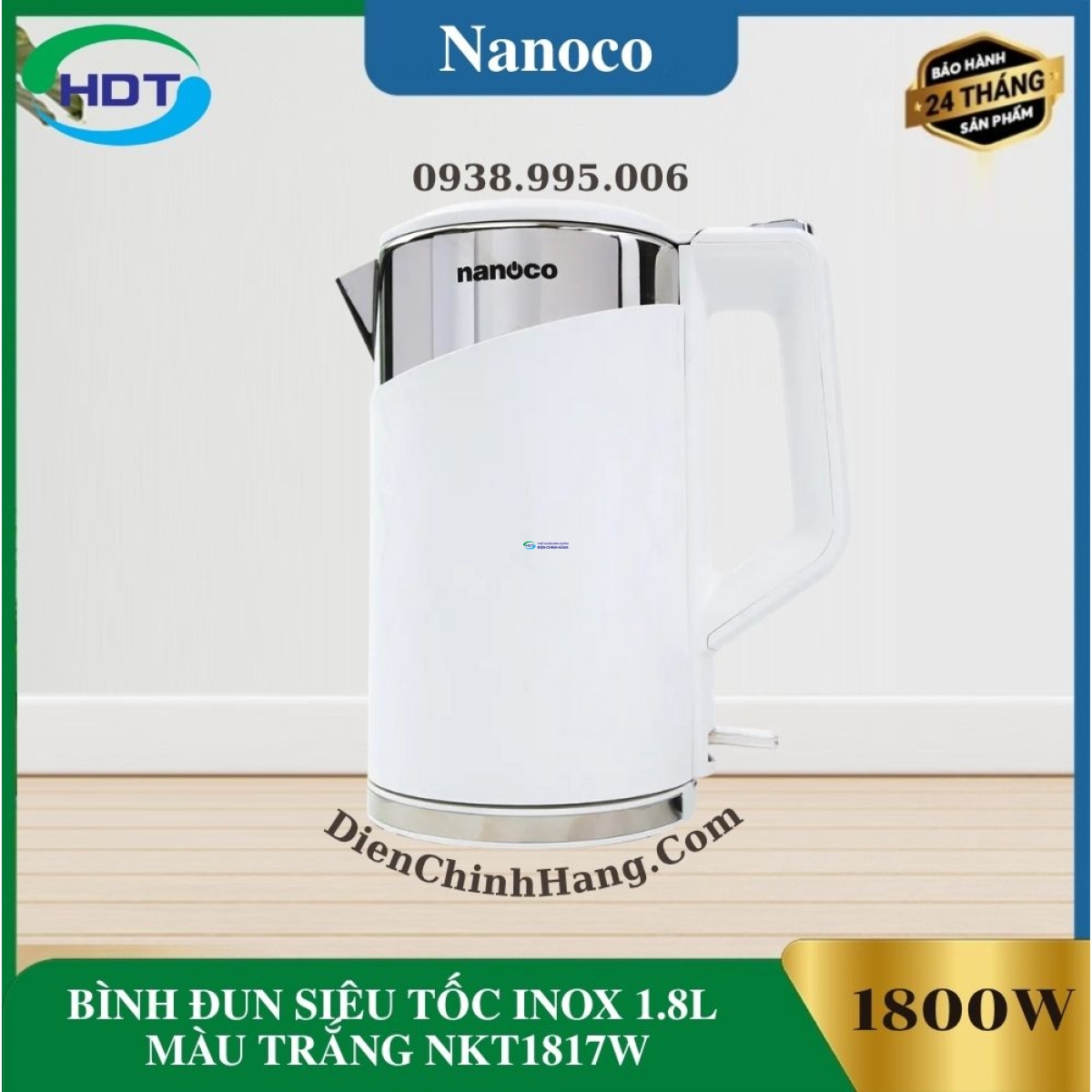 BÌNH ĐUN SIÊU TỐC INOX 1.8L MÀU TRẮNG NKT1817W