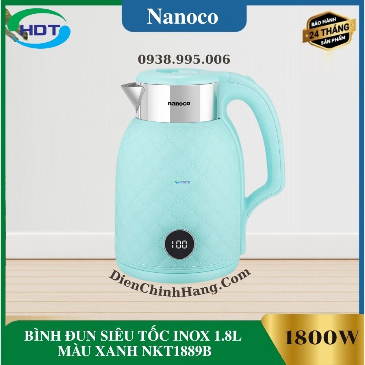 BÌNH ĐUN SIÊU TỐC INOX 1.8L MÀU XANH NKT1889B