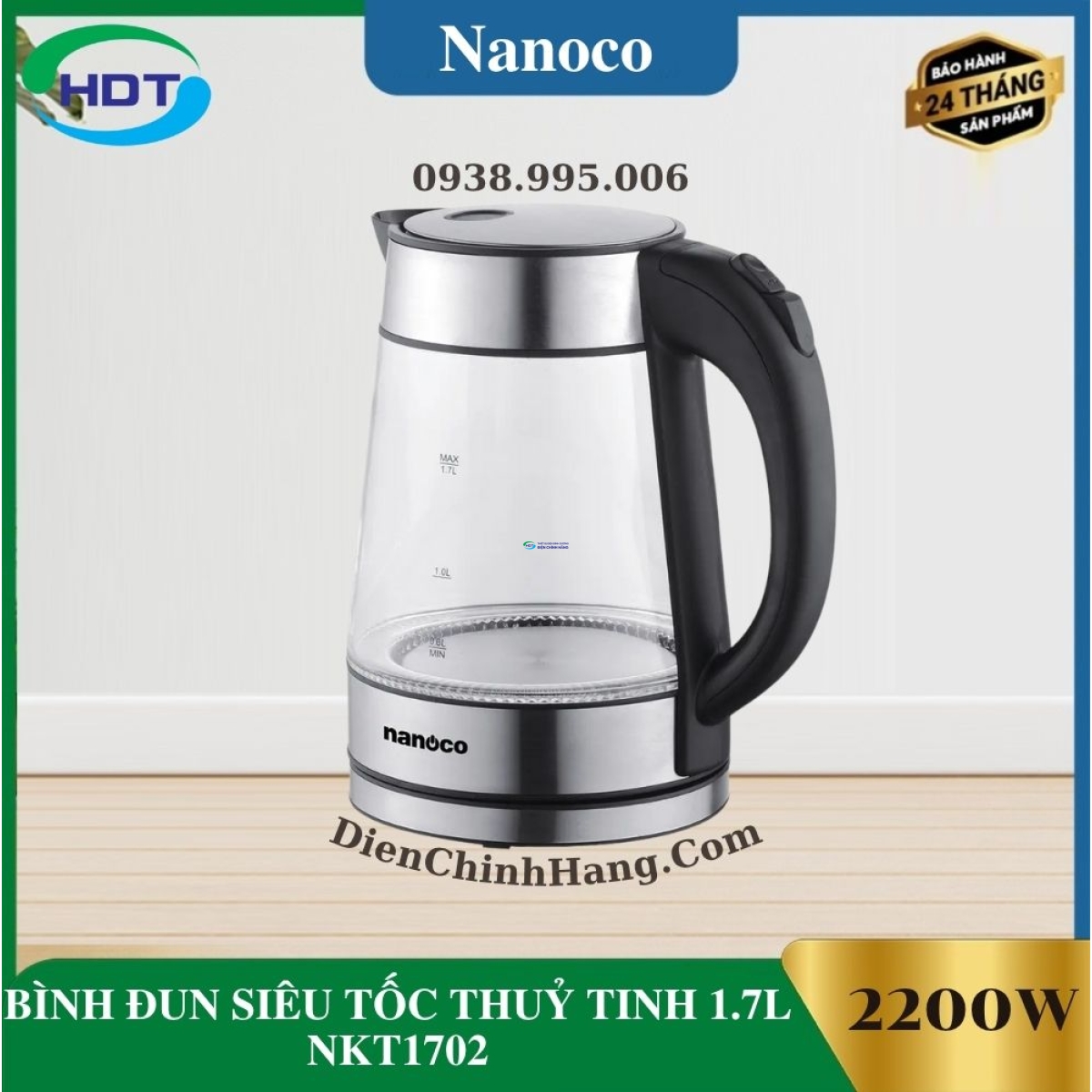 BÌNH ĐUN SIÊU TỐC THUỶ TINH 1.7L NKT170