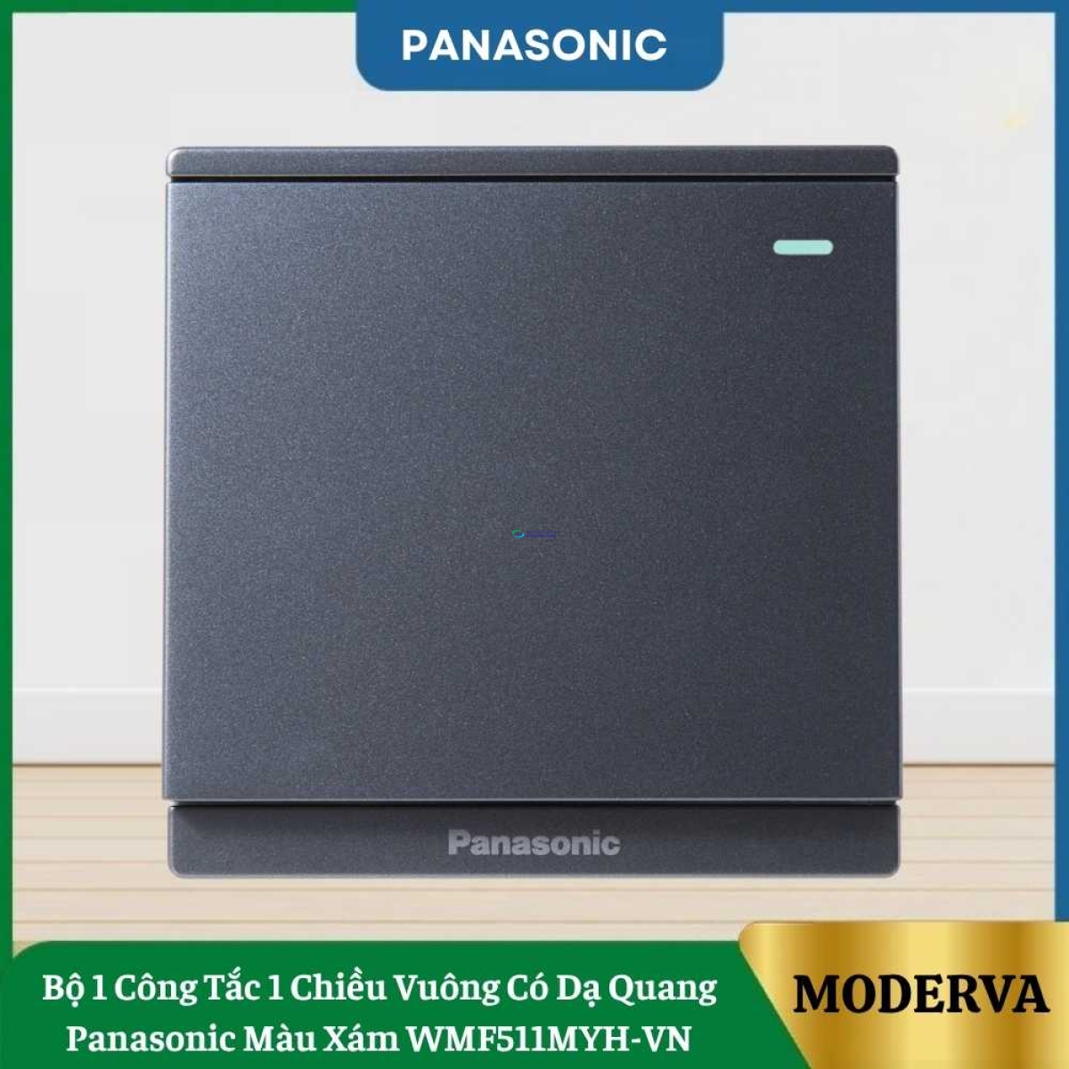 Bộ 1 Công Tắc 1 Chiều Vuông Có Dạ Quang Panasonic Màu Xám WMF511MYH-VN