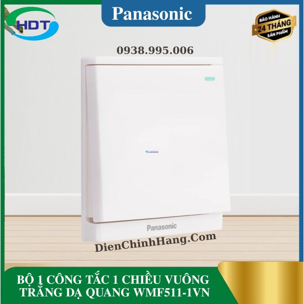 BỘ 1 CÔNG TẮC 1 CHIỀU VUÔNG TRẮNG DẠ QUANG WMF511-1VN