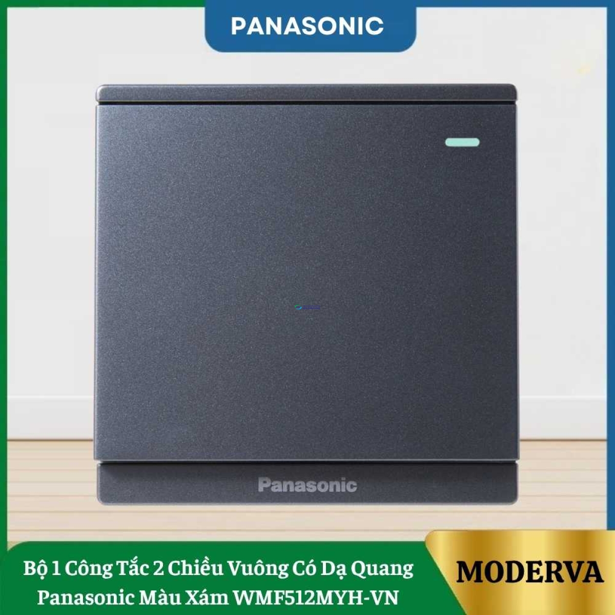 Bộ 1 Công Tắc 2 Chiều Vuông Có Dạ Quang Panasonic Màu Xám WMF512MYH-VN