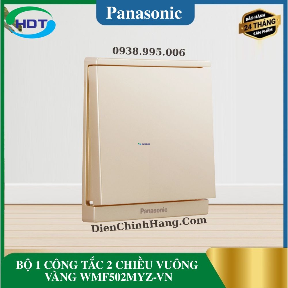 BỘ 1 CÔNG TẮC 2 CHIỀU VUÔNG VÀNG WMF502MYZ-VN