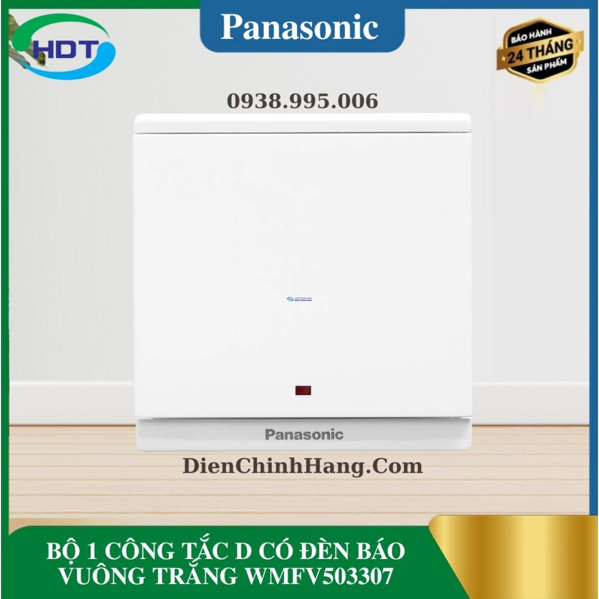 BỘ 1 CÔNG TẮC D CÓ ĐÈN BÁO VUÔNG TRẮNG WMFV503307