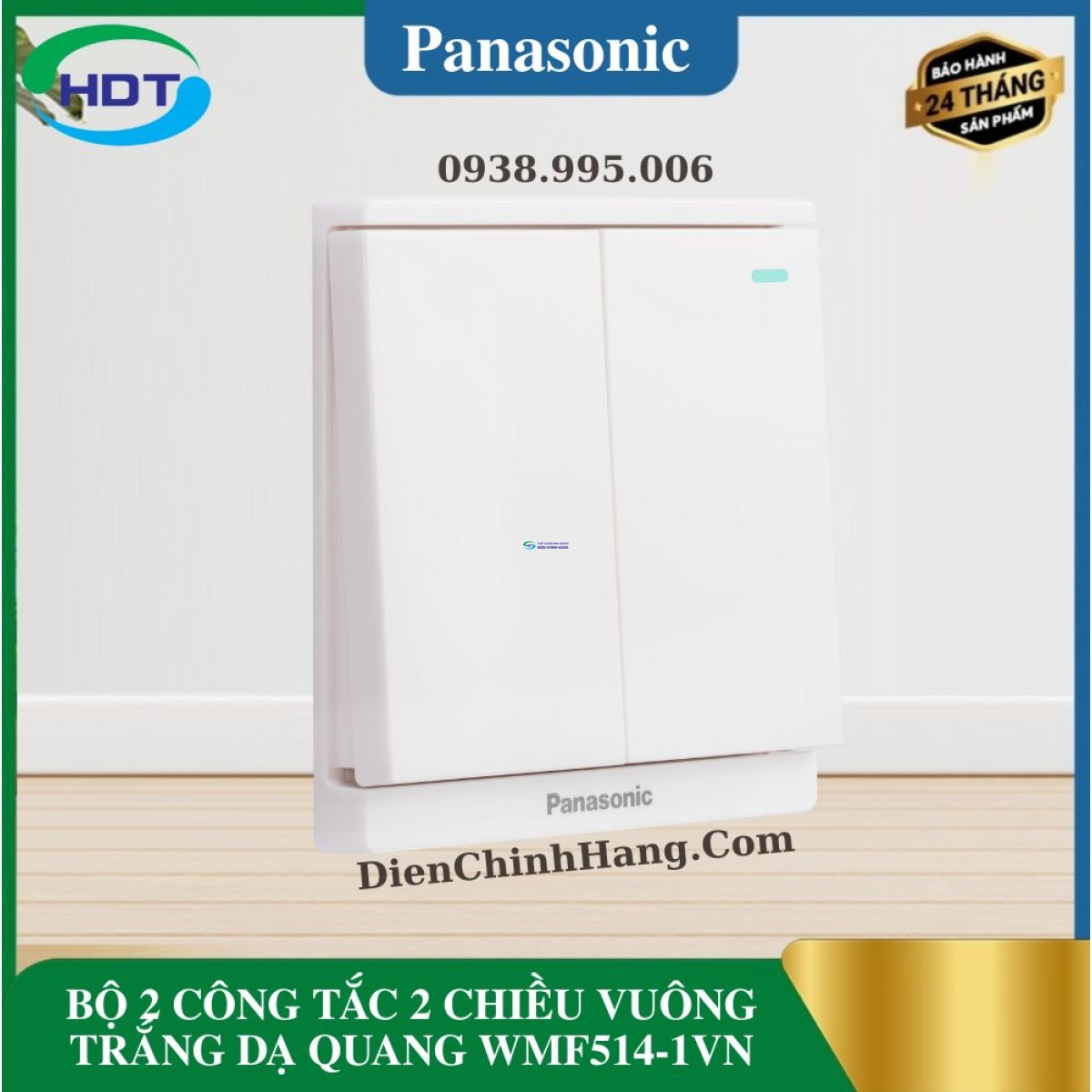  BỘ 2 CÔNG TẮC 2 CHIỀU VUÔNG TRẮNG DẠ QUANG WMF514-1VN