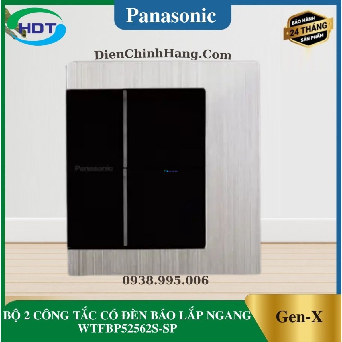 BỘ 2 CÔNG TẮC CÓ ĐÈN BÁO LẮP NGANG WTFBP52562S-SP