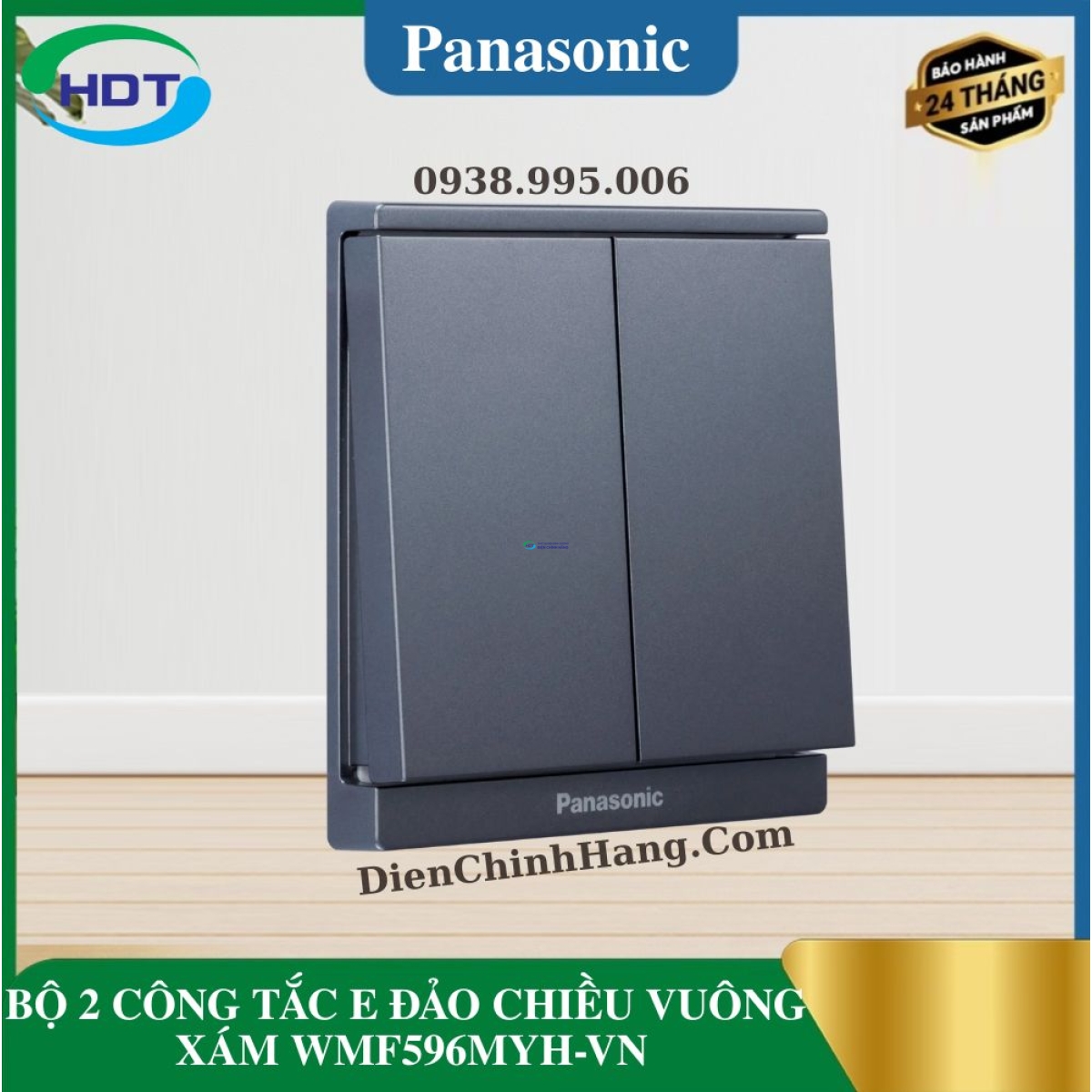 BỘ 2 CÔNG TẮC E ĐẢO CHIỀU VUÔNG XÁM WMF596MYH-VN