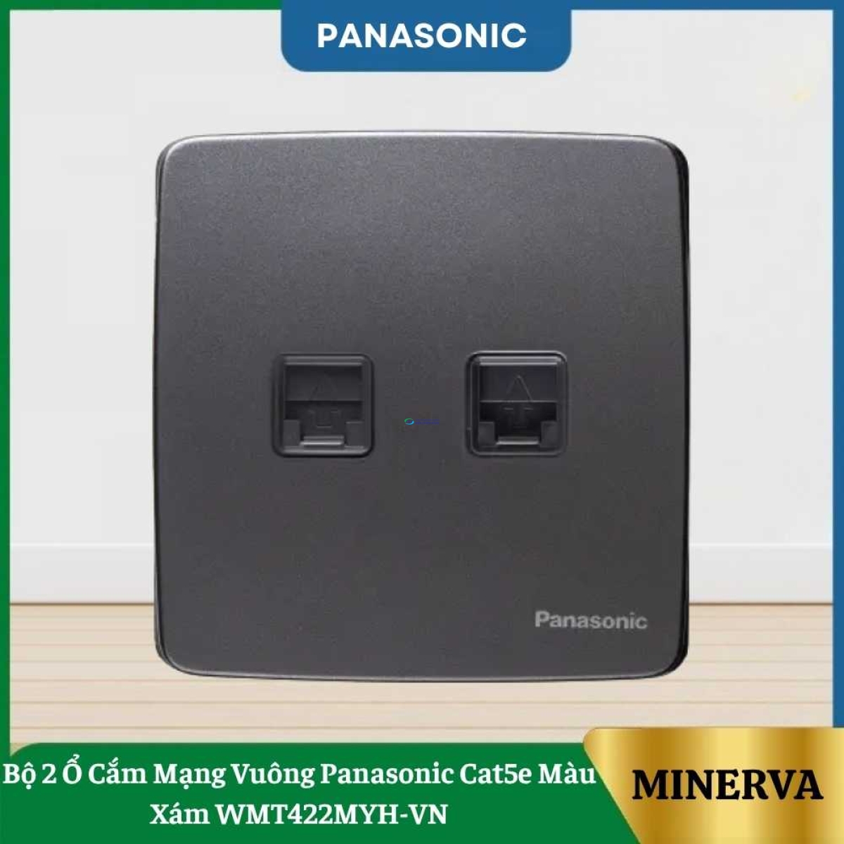 Bộ 2 Ổ Cắm Mạng Vuông Panasonic Cat5e Màu Xám WMT422MYH-VN