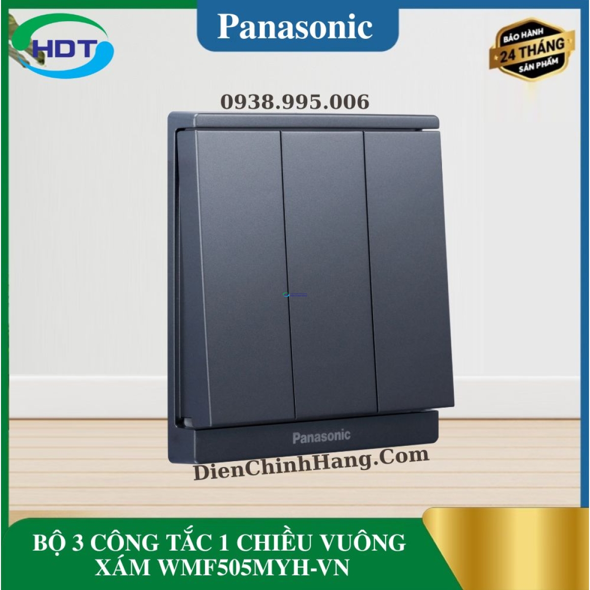 BỘ 3 CÔNG TẮC 1 CHIỀU VUÔNG XÁM WMF505MYH-VN