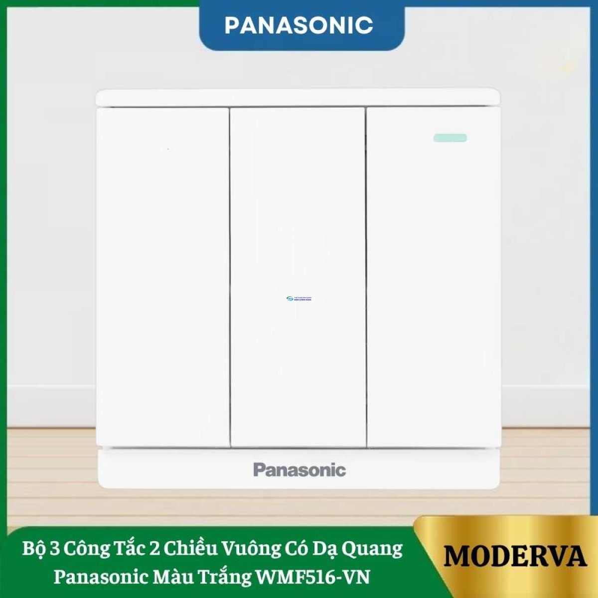 Bộ 3 Công Tắc 2 Chiều Vuông Có Dạ Quang Panasonic Màu Trắng WMF516-VN