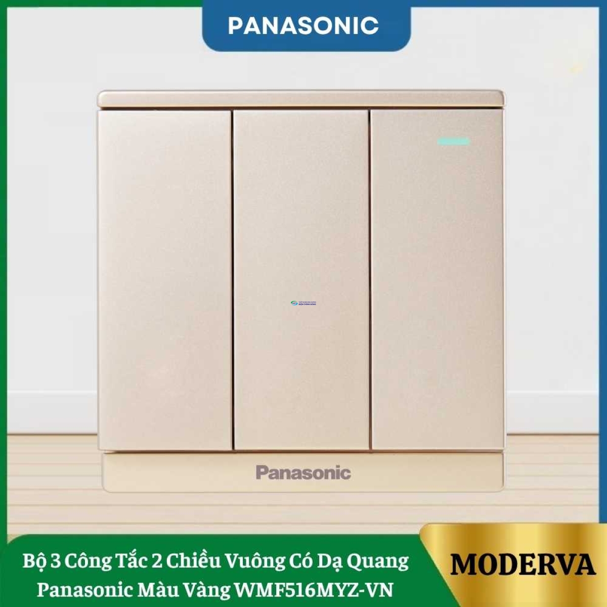 Bộ 3 Công Tắc 2 Chiều Vuông Có Dạ Quang Panasonic Màu Vàng WMF516MYZ-VN