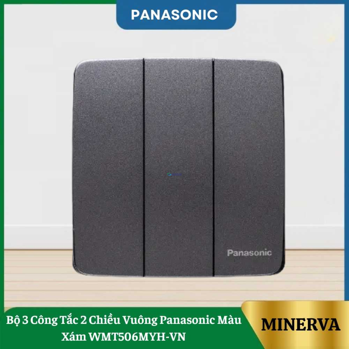 Bộ 3 Công Tắc 2 Chiều Vuông Panasonic Màu Xám WMT506MYH-VN