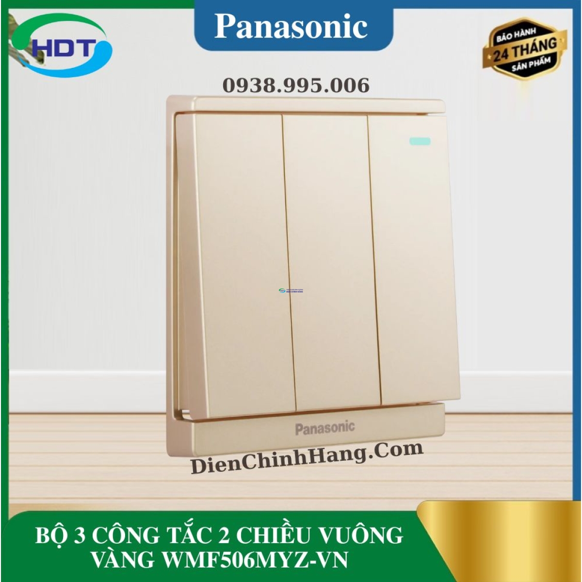 BỘ 3 CÔNG TẮC 2 CHIỀU VUÔNG VÀNG WMF506MYZ-VN