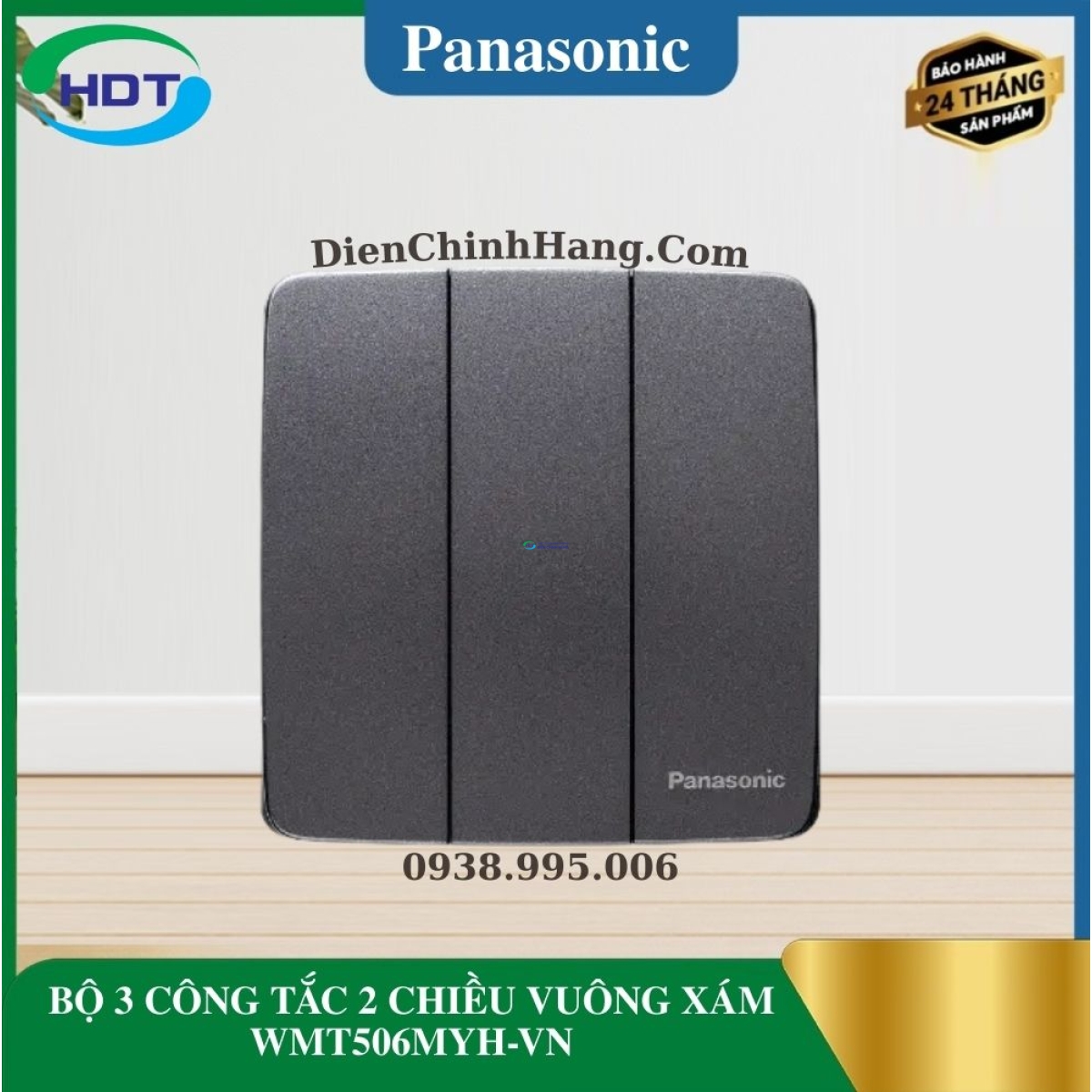 BỘ 3 CÔNG TẮC 2 CHIỀU VUÔNG XÁM WMT506MYH-VN