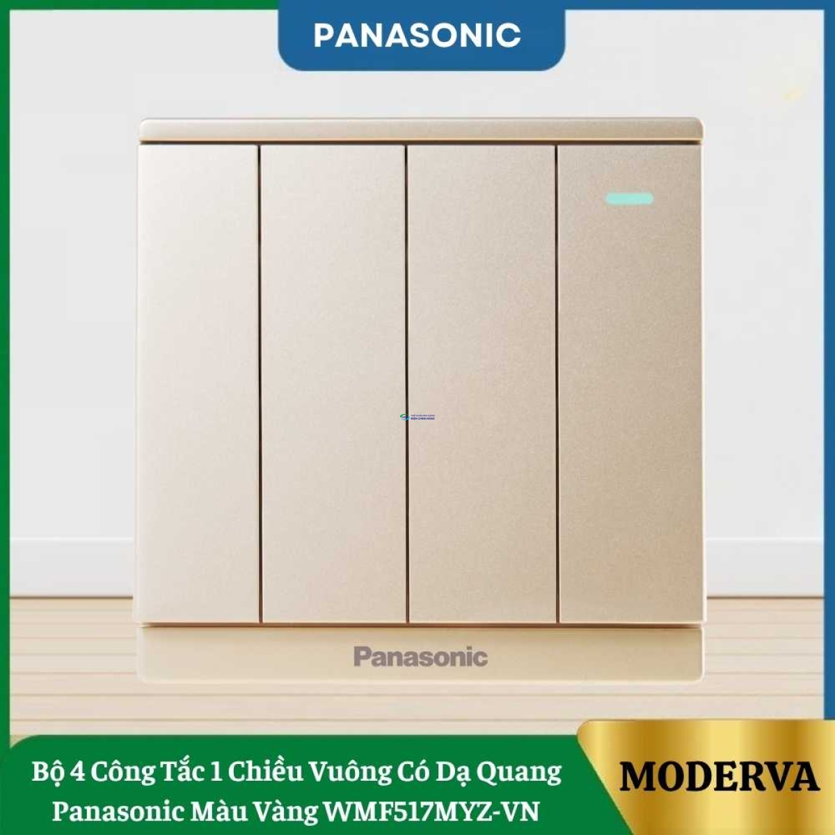 Bộ 4 Công Tắc 1 Chiều Vuông Có Dạ Quang Panasonic Màu Vàng WMF517MYZ-VN