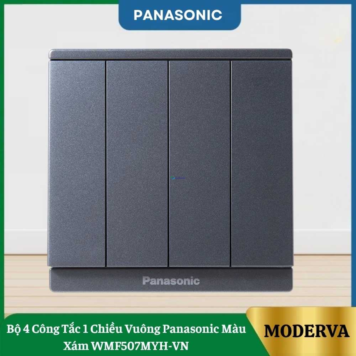 Bộ 4 Công Tắc 1 Chiều Vuông Panasonic Màu Xám WMF507MYH-VN