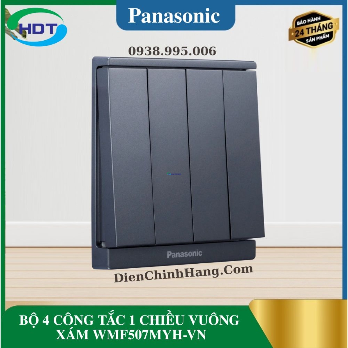 BỘ 4 CÔNG TẮC 1 CHIỀU VUÔNG XÁM WMF507MYH-VN