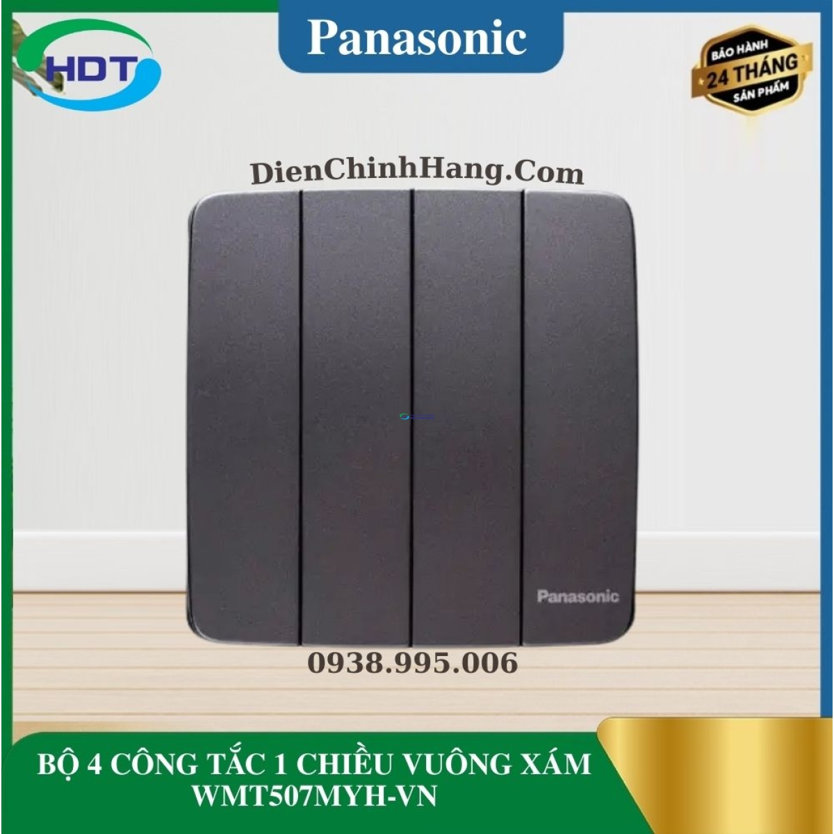 BỘ 4 CÔNG TẮC 1 CHIỀU VUÔNG XÁM WMT507MYH-VN