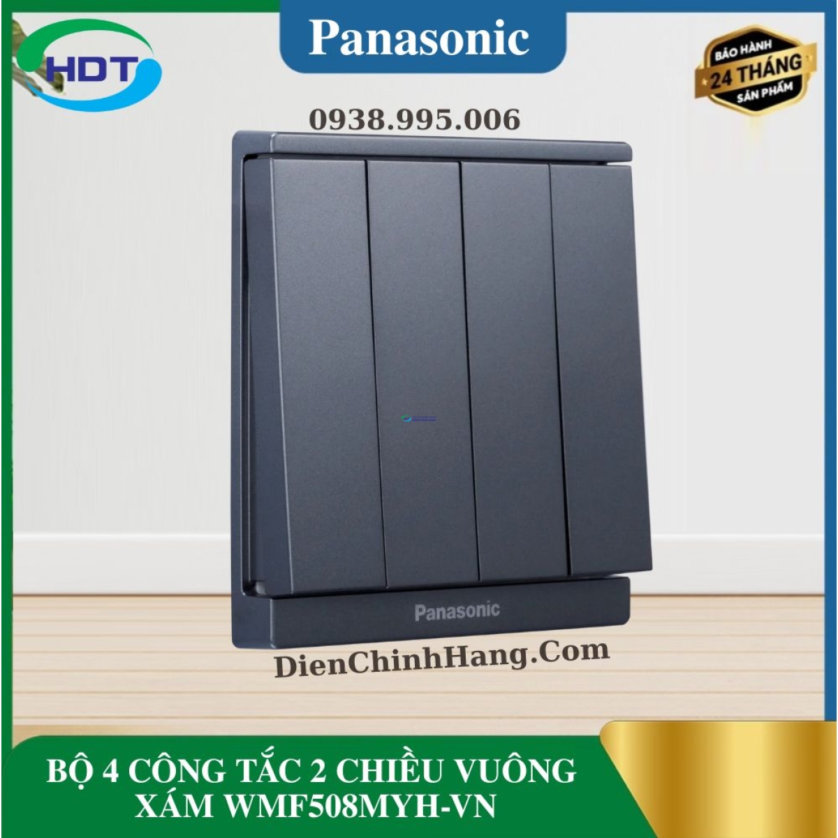 BỘ 4 CÔNG TẮC 2 CHIỀU VUÔNG XÁM WMF508MYH-VN