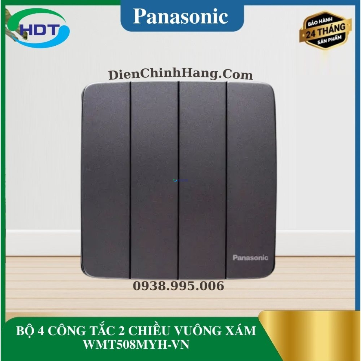 BỘ 4 CÔNG TẮC 2 CHIỀU VUÔNG XÁM WMT508MYH-VN