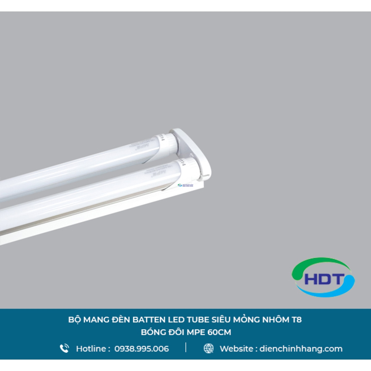BỘ MÁNG ĐÈN BATTEN LED TUBE MPE SIÊU MỎNG NHÔM T8 BÓNG ĐÔI 60CM