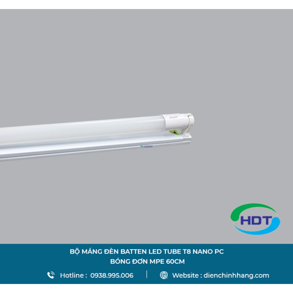 BỘ MÁNG ĐÈN BATTEN LED TUBE MPE T8 NANO PC BÓNG ĐƠN 60CM