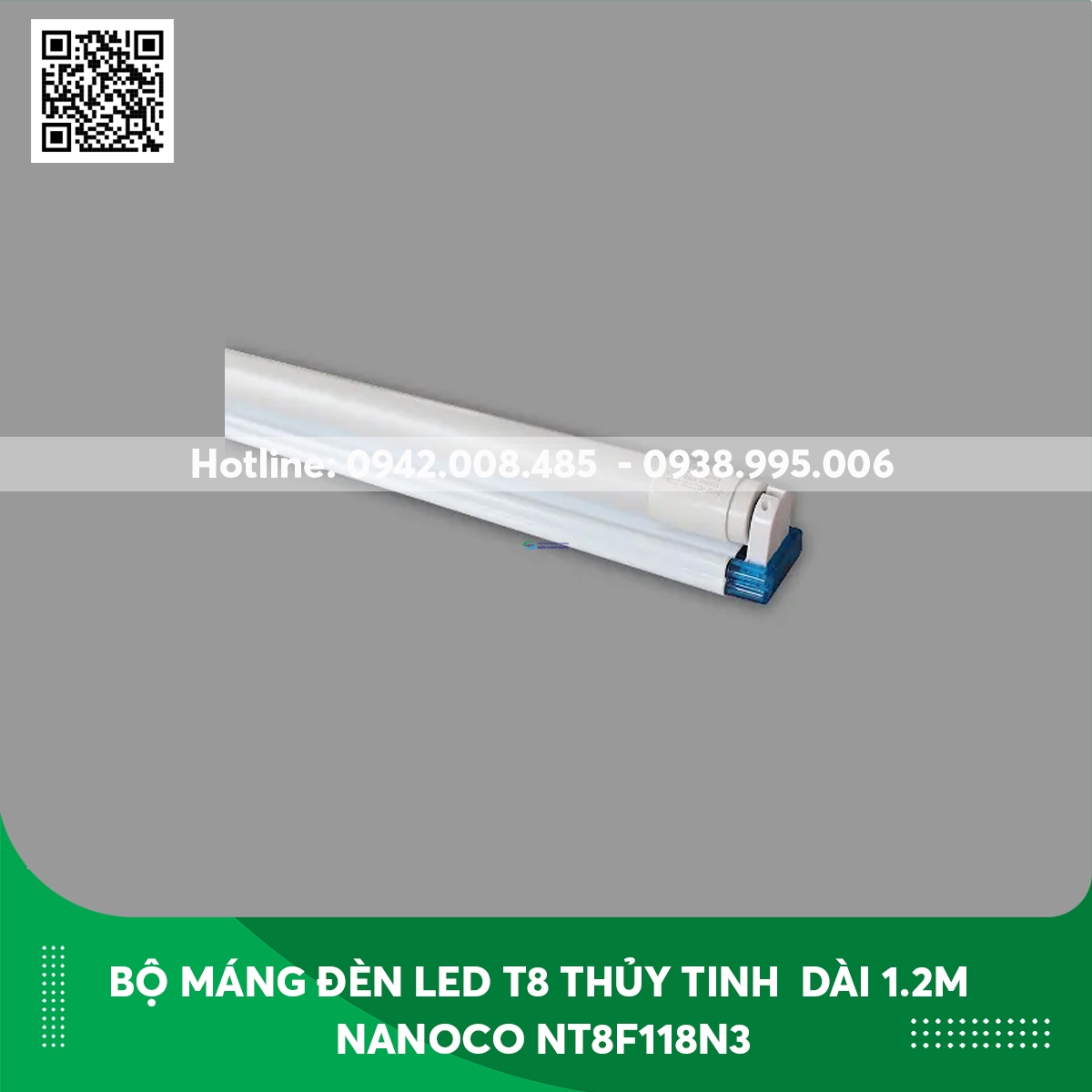 Bộ máng đèn LED T8 thủy tinh bọc nhựa Dài 1.2m Nanoco NT8F118N3 ánh sáng vàng