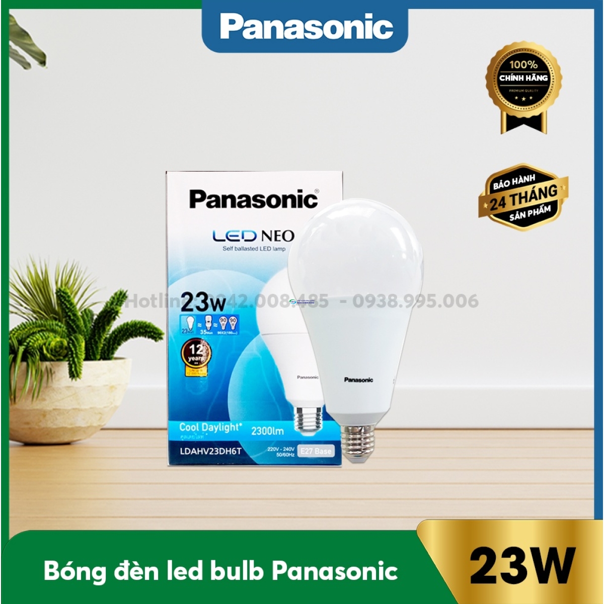 Bóng đèn led bulb 23w Panasonic Neo LDAHV23DH6T ánh sáng trắng