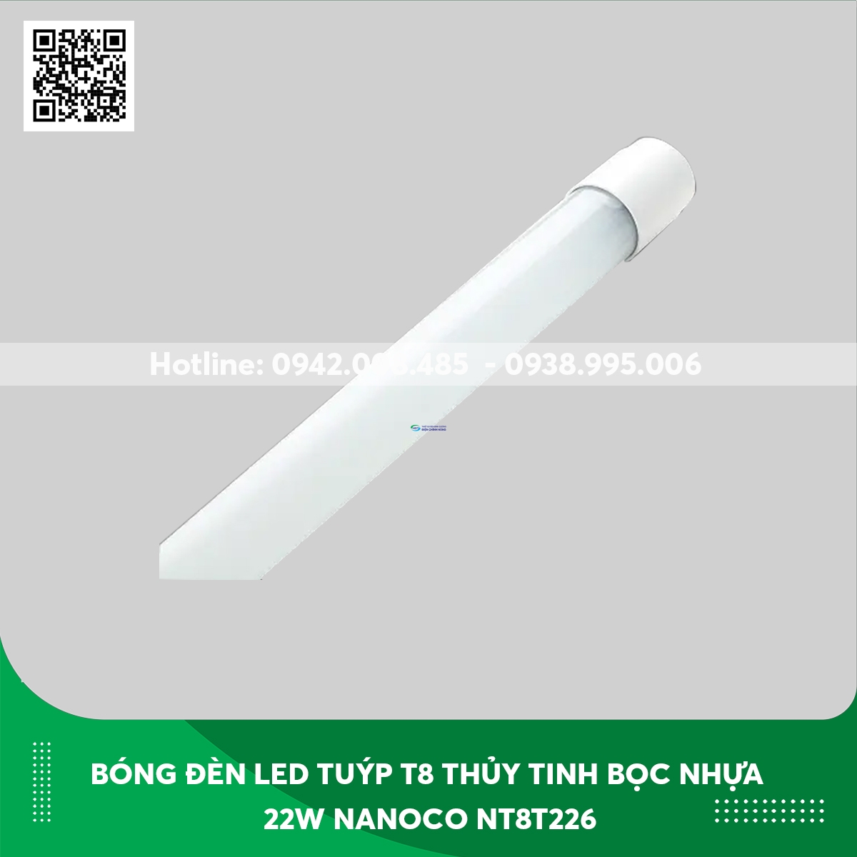 Bóng đèn LED tuýp T8 thủy tinh bọc nhựa 22w Nanoco NT8T226 ánh sáng trắng