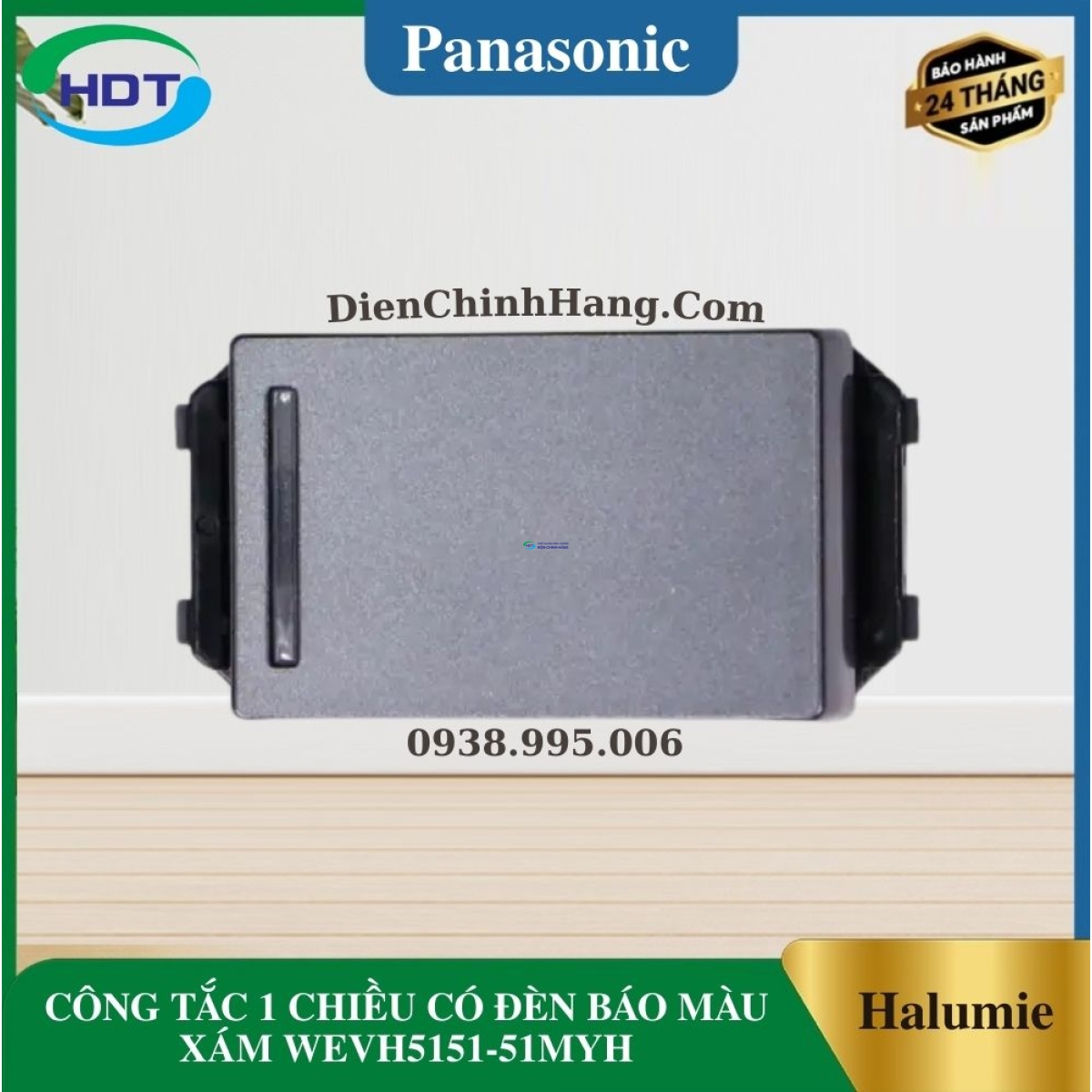 CÔNG TẮC 1 CHIỀU CÓ ĐÈN BÁO MÀU XÁM WEVH5151-51MYH