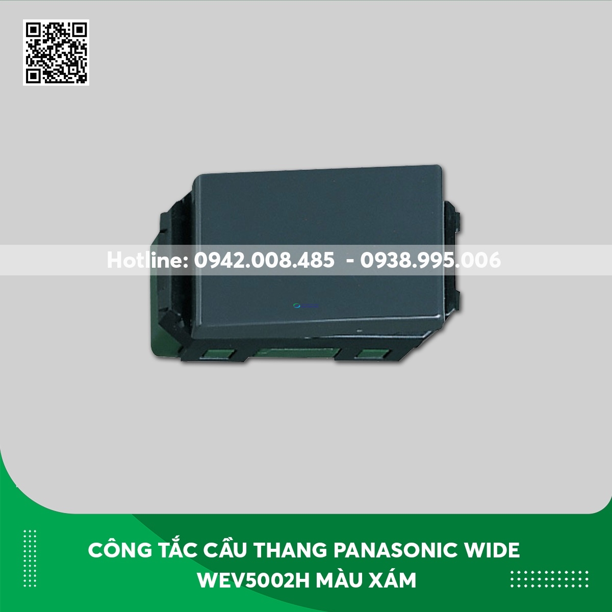 Công tắc cầu thang Panasonic dòng Wide WEV5002H 2 chiều loại cắm nhanh không có đèn báo màu xám