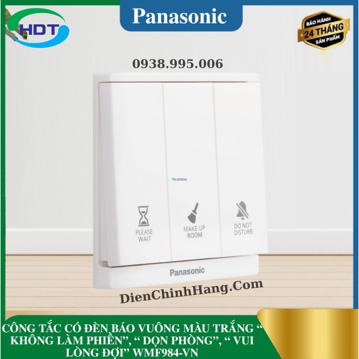 CÔNG TẮC CÓ ĐÈN BÁO VUÔNG MÀU TRẮNG KHÔNG LÀM PHIỀN, DỌN PHÒNG, VUI LÒNG ĐỢI WMF984-VN