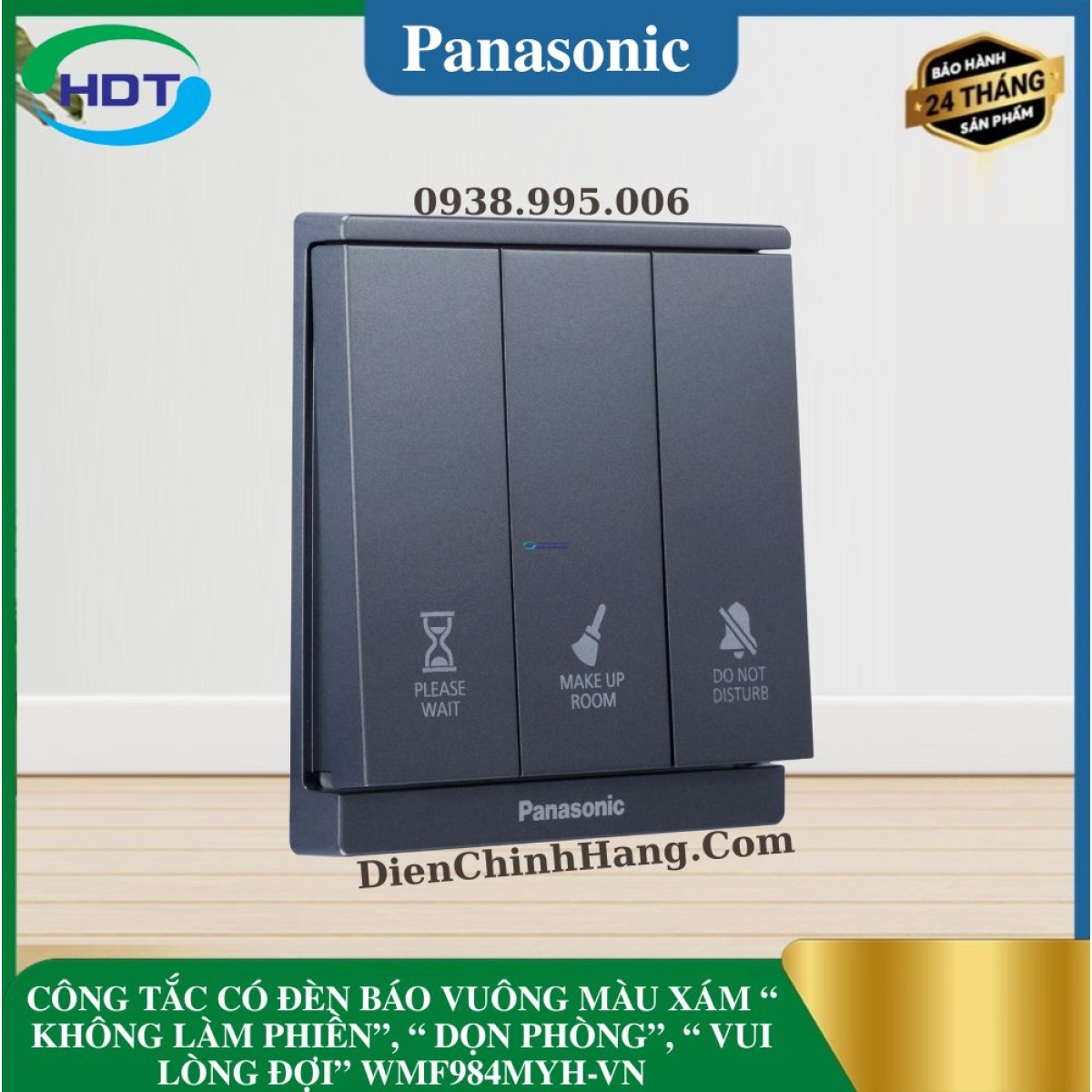  CÔNG TẮC CÓ ĐÈN BÁO VUÔNG MÀU XÁM KHÔNG LÀM PHIỀN, DỌN PHÒNG, VUI LÒNG ĐỢI WMF984MYH-VN