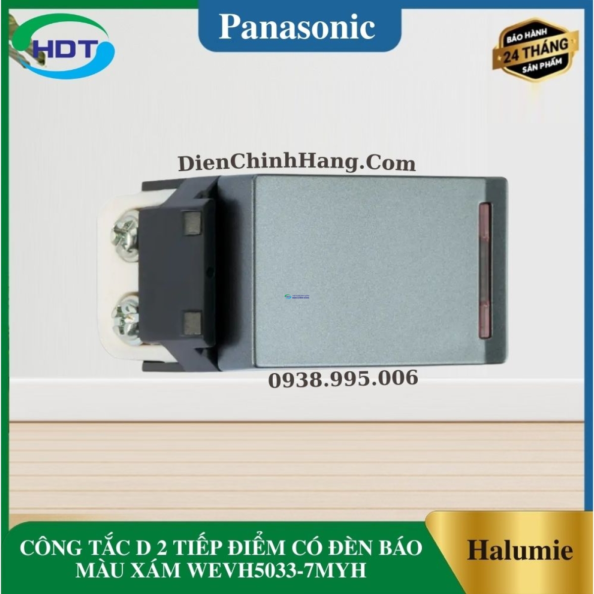 CÔNG TẮC D 2 TIẾP ĐIỂM CÓ ĐÈN BÁO MÀU XÁM WEVH5033-7MYH