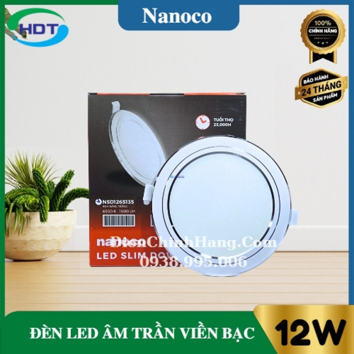 Đèn âm trần Nanoco 12W viền bạc NSD123S135/ NSD124S135/ NSD126S135