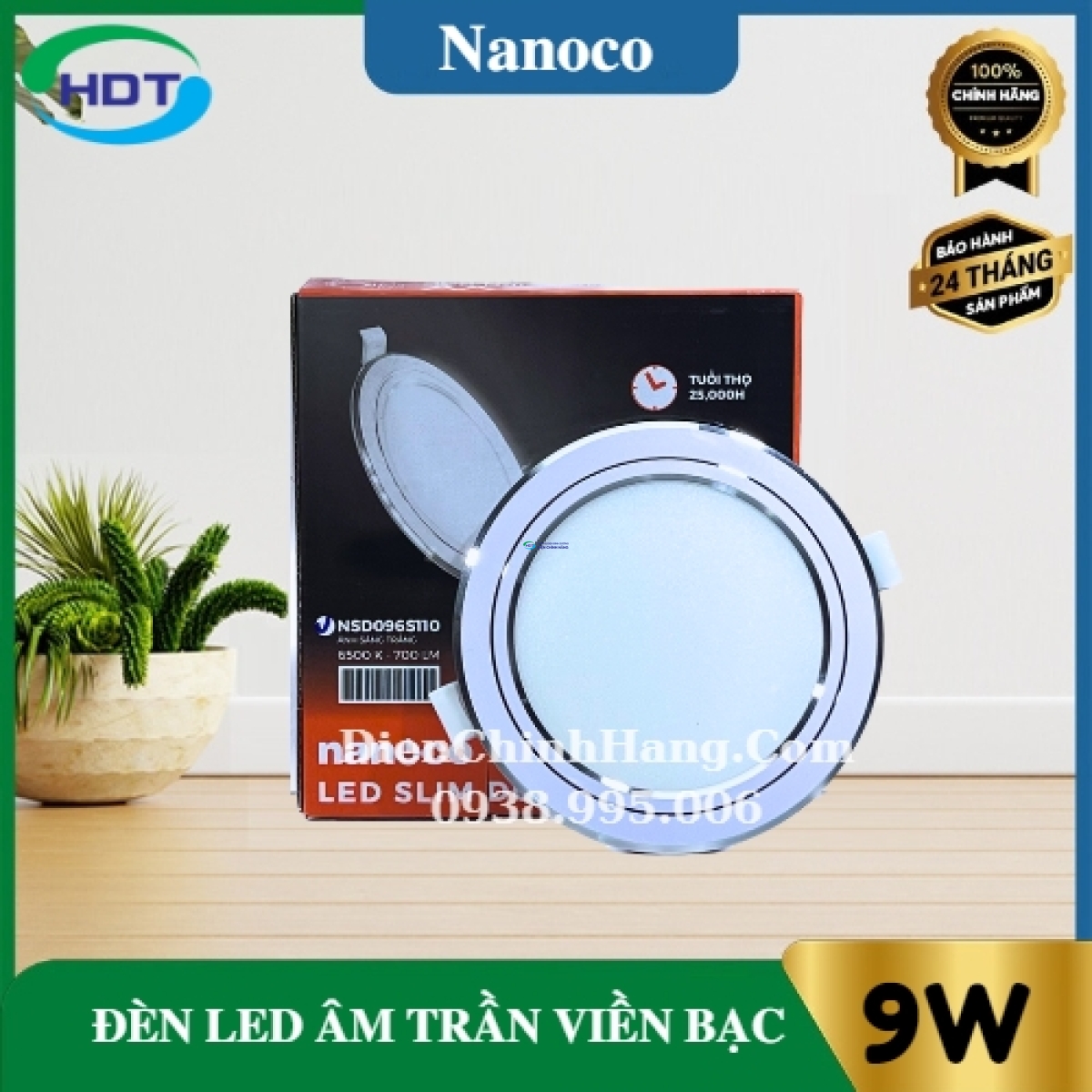 Đèn âm trần siêu mỏng Nanoco viền bạc 9W NSD093S110/ NSD094S110/ NSD096S110