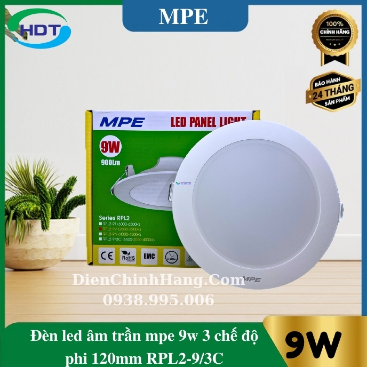 Đèn Led Âm Trần MPE 9W Tròn RPL2-9/3C