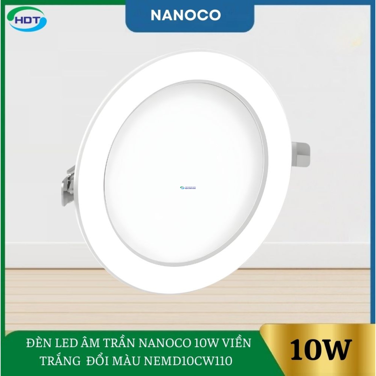 Đèn Led Âm Trần Nanoco 10W Viền Trắng Đổi Màu NEMD10CW110 