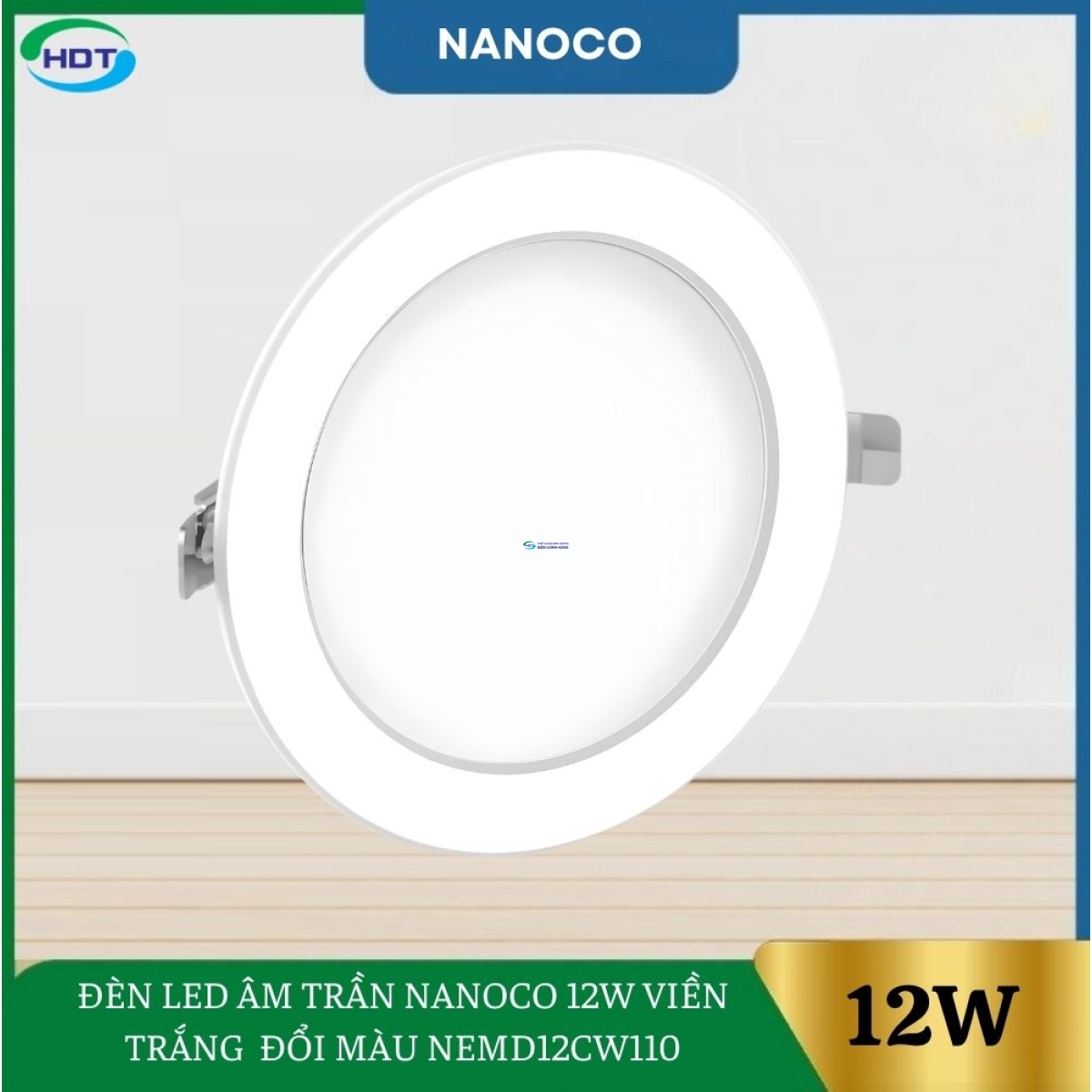 Đèn Led Âm Trần Nanoco 12W Viền Trắng Đổi Màu NEMD12CW110