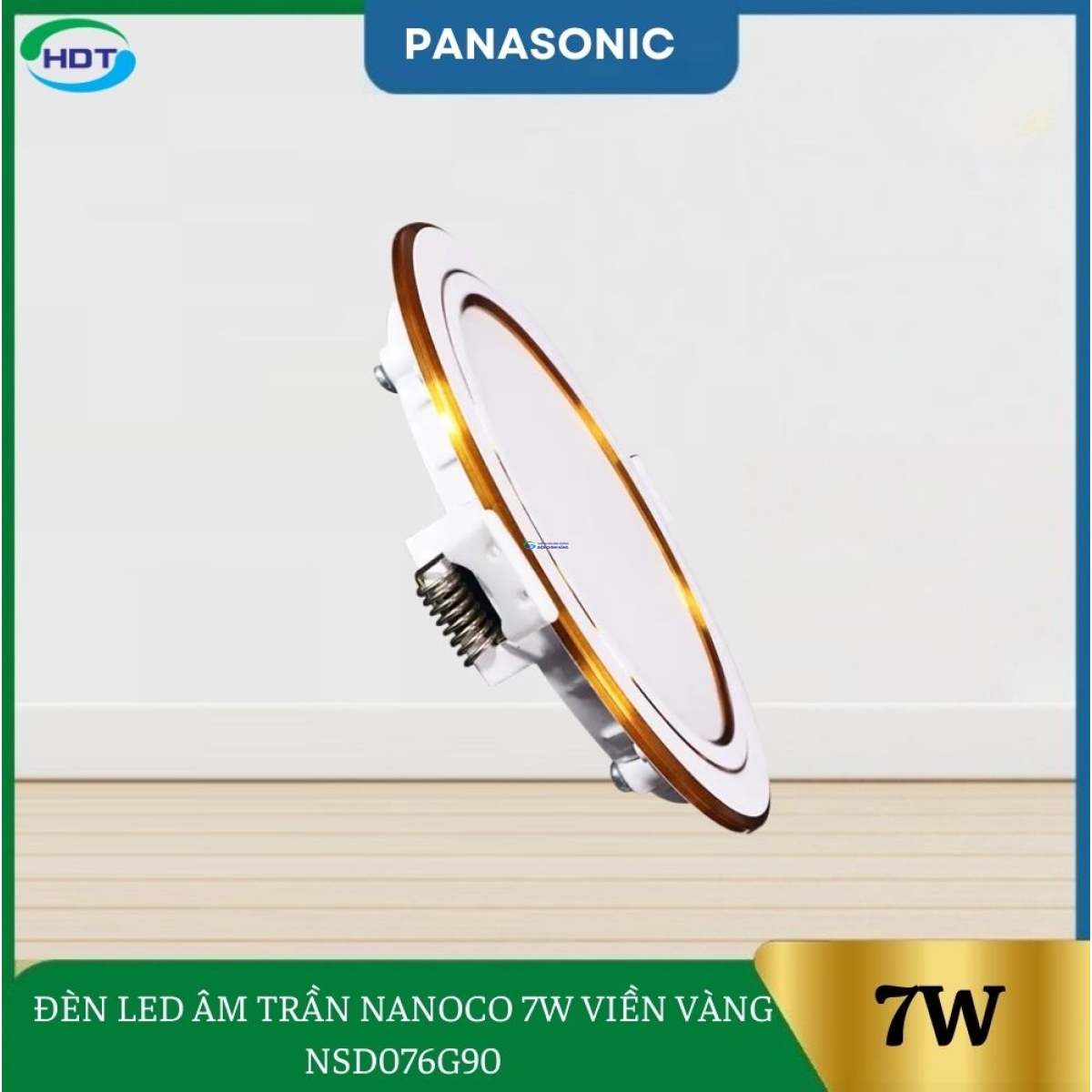 ĐÈN LED ÂM TRẦN NANOCO 7W VIỀN VÀNG NSD076G90