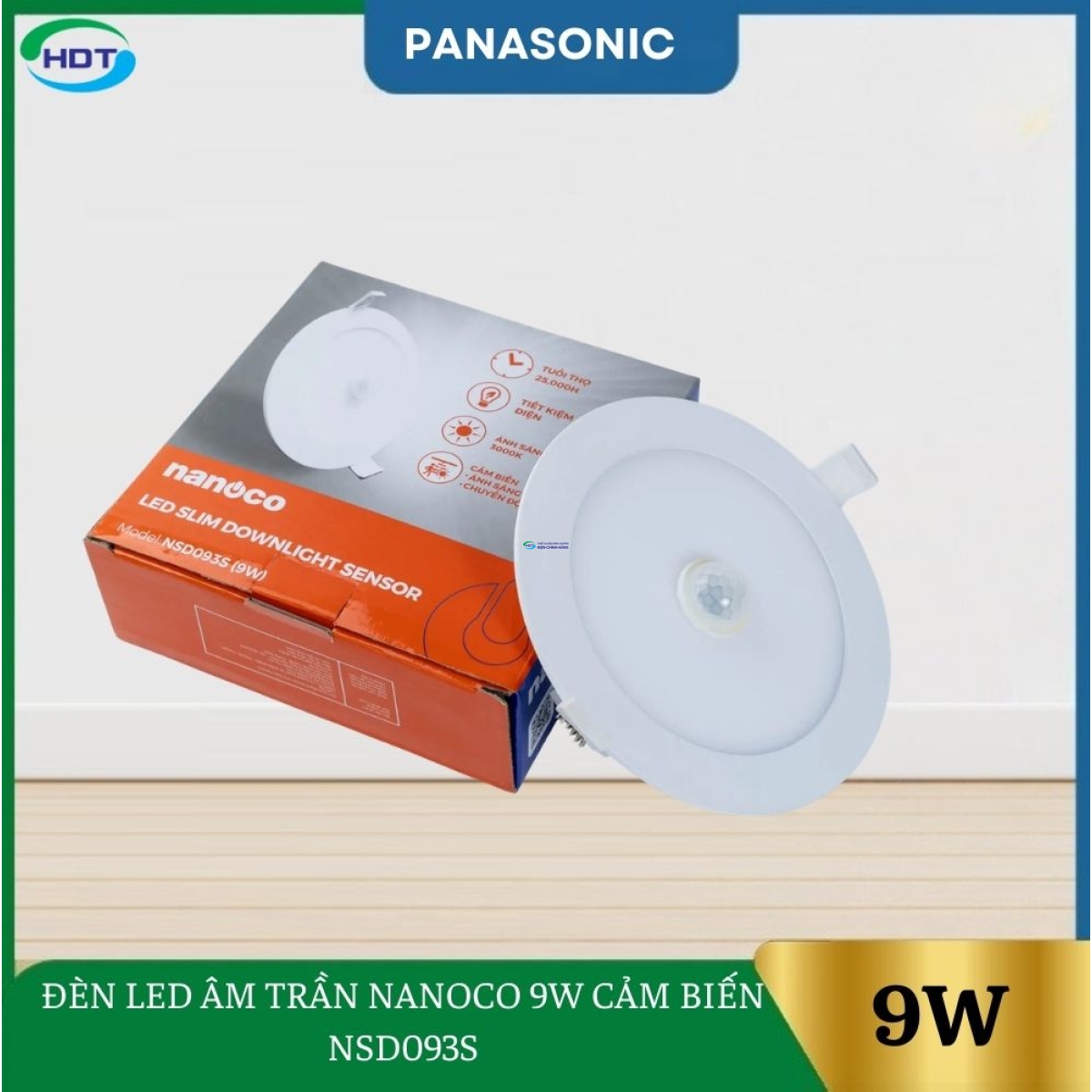 Đèn Led Âm Trần Nanoco 9W Cảm Biến NSD093S