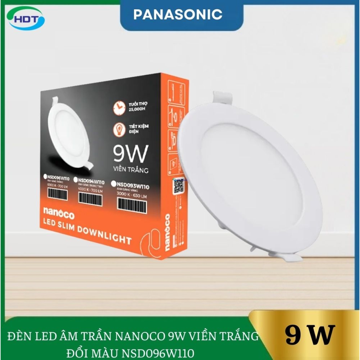 ĐÈN LED ÂM TRẦN NANOCO 9W VIỀN TRẮNG ĐỔI MÀU NSD09CW110