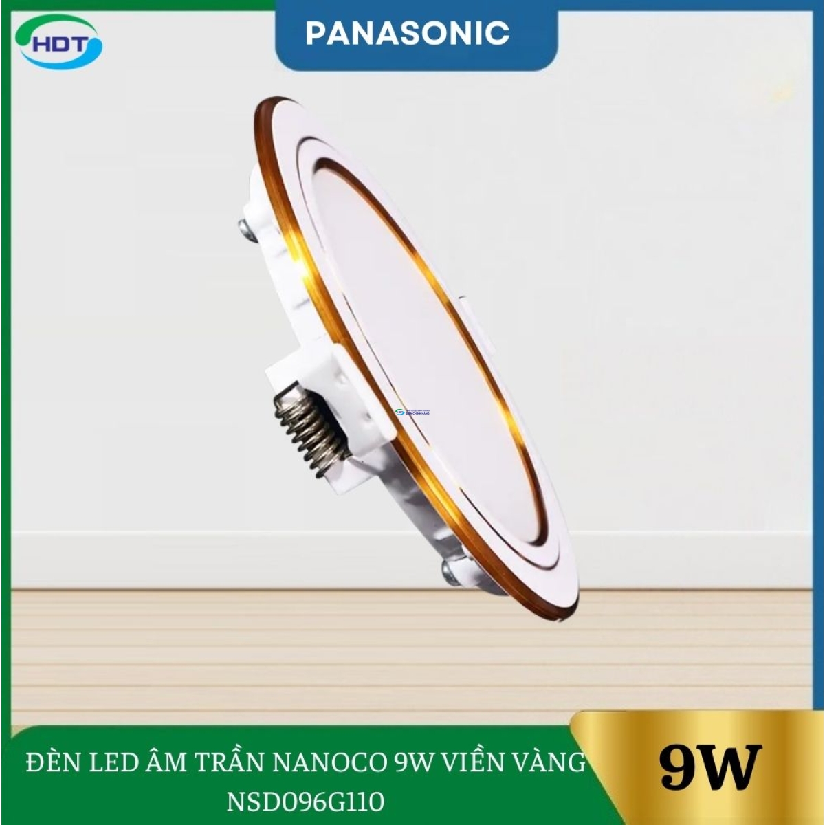 ĐÈN LED ÂM TRẦN NANOCO 9W VIỀN VÀNG NSD096G110