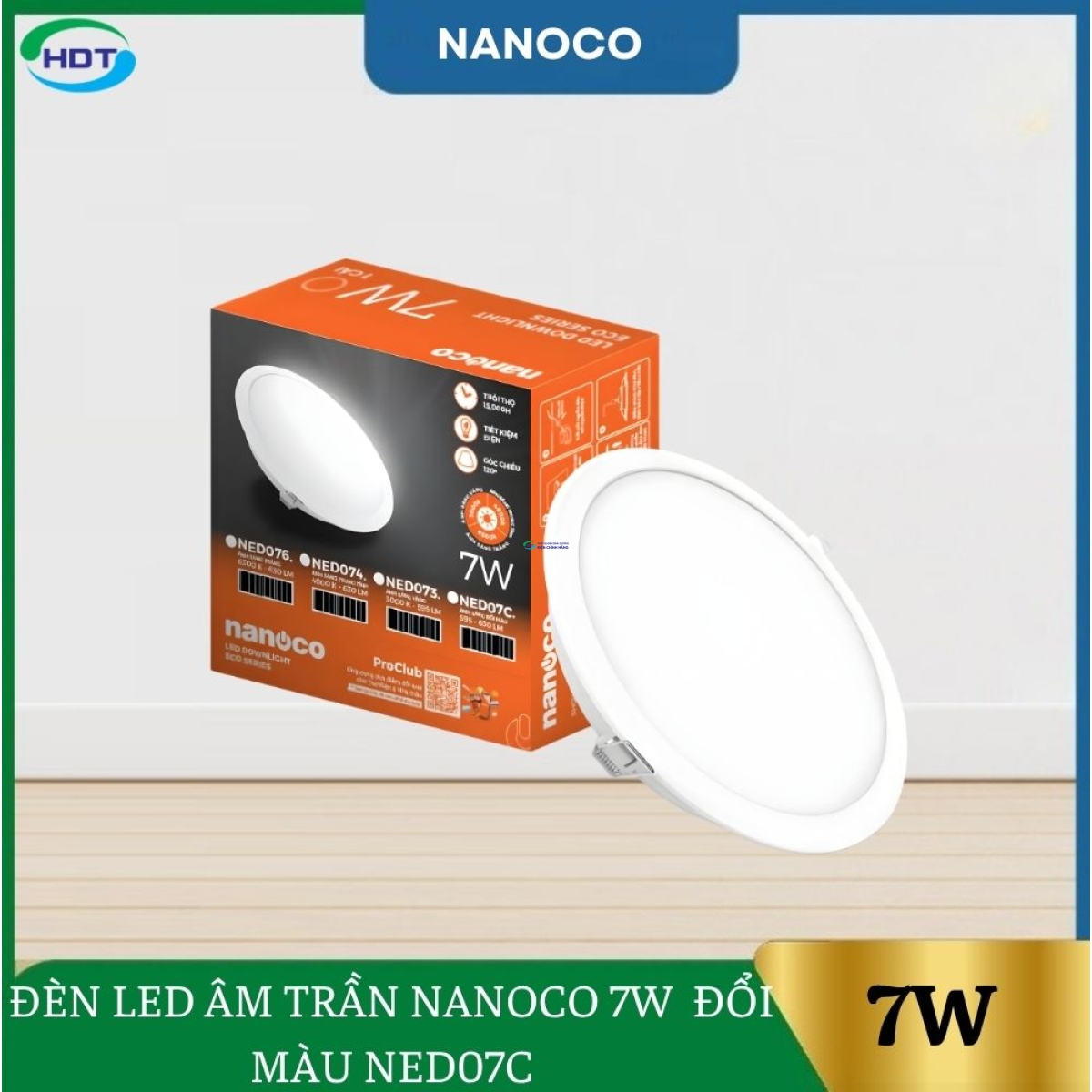 Đèn LED Âm Trần Nanoco Đổi Màu 7W NED07C