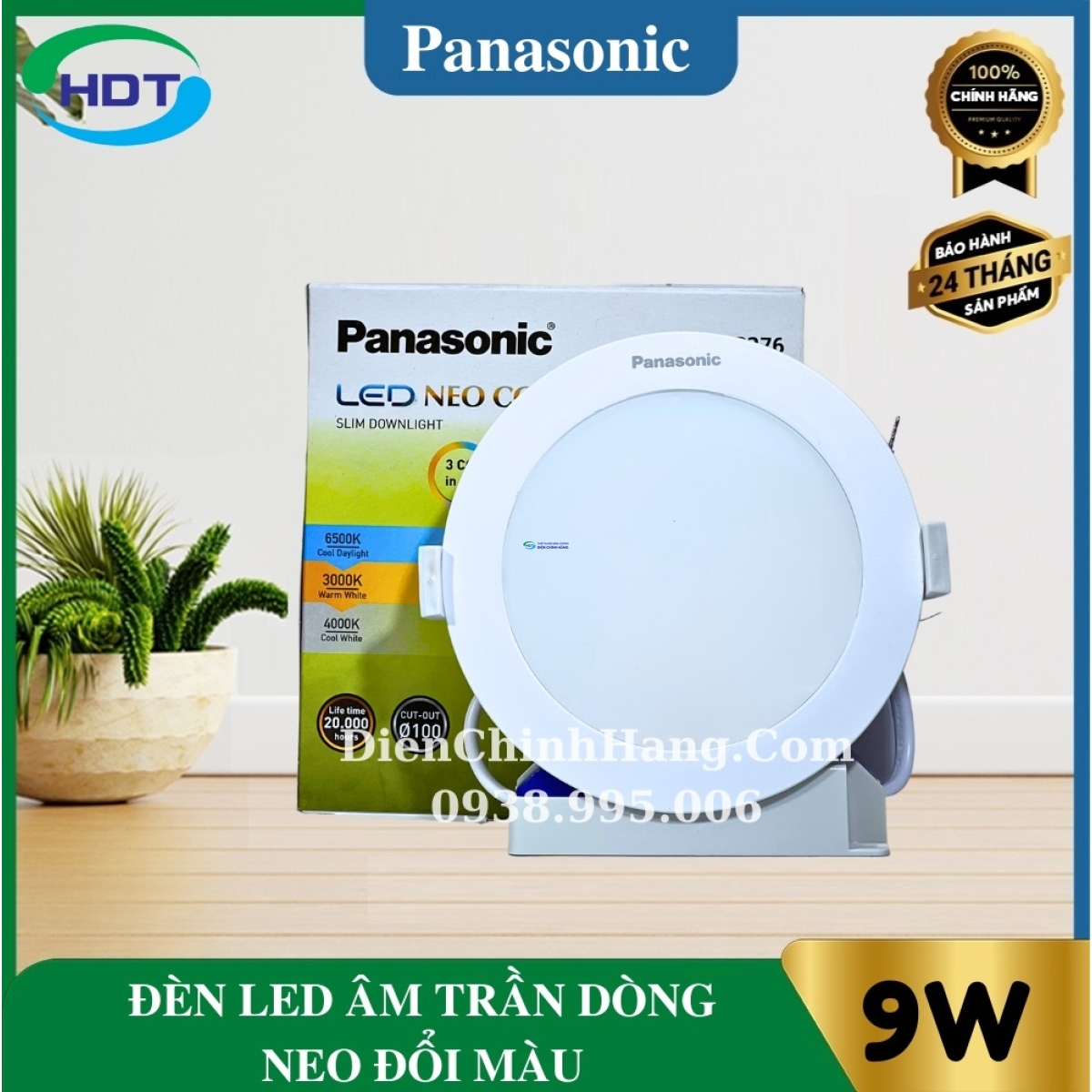 Đèn led âm trần panasonic 9w 3 chế độ dòng neo NNP72276