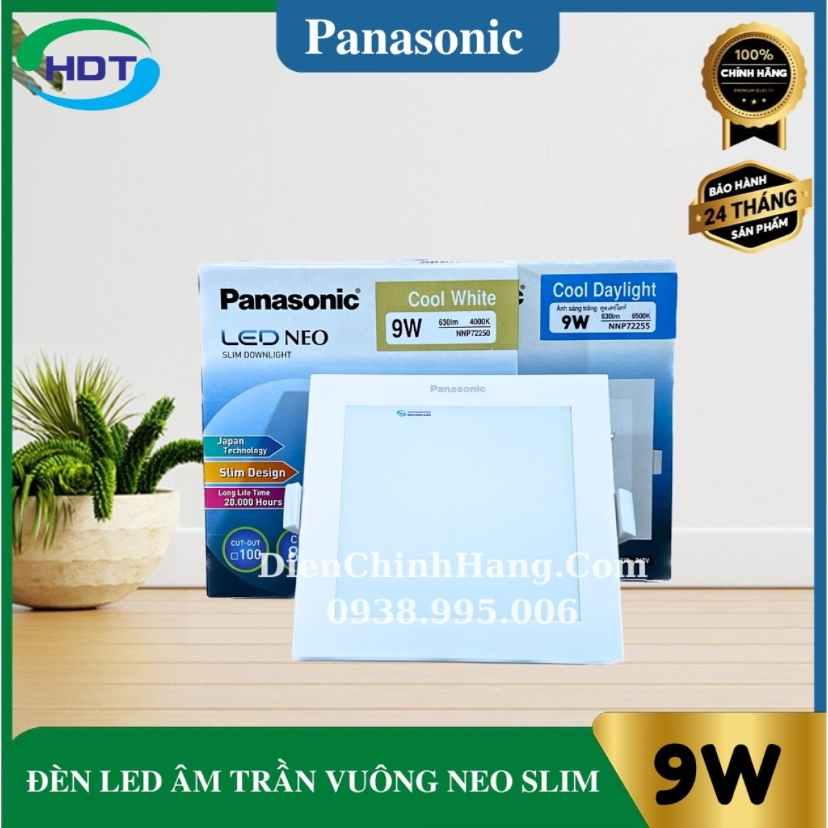 Đèn LED âm trần Panasonic Neo Slim NNP72254/ NNP72250/ NNP72255 vuông, 9w
