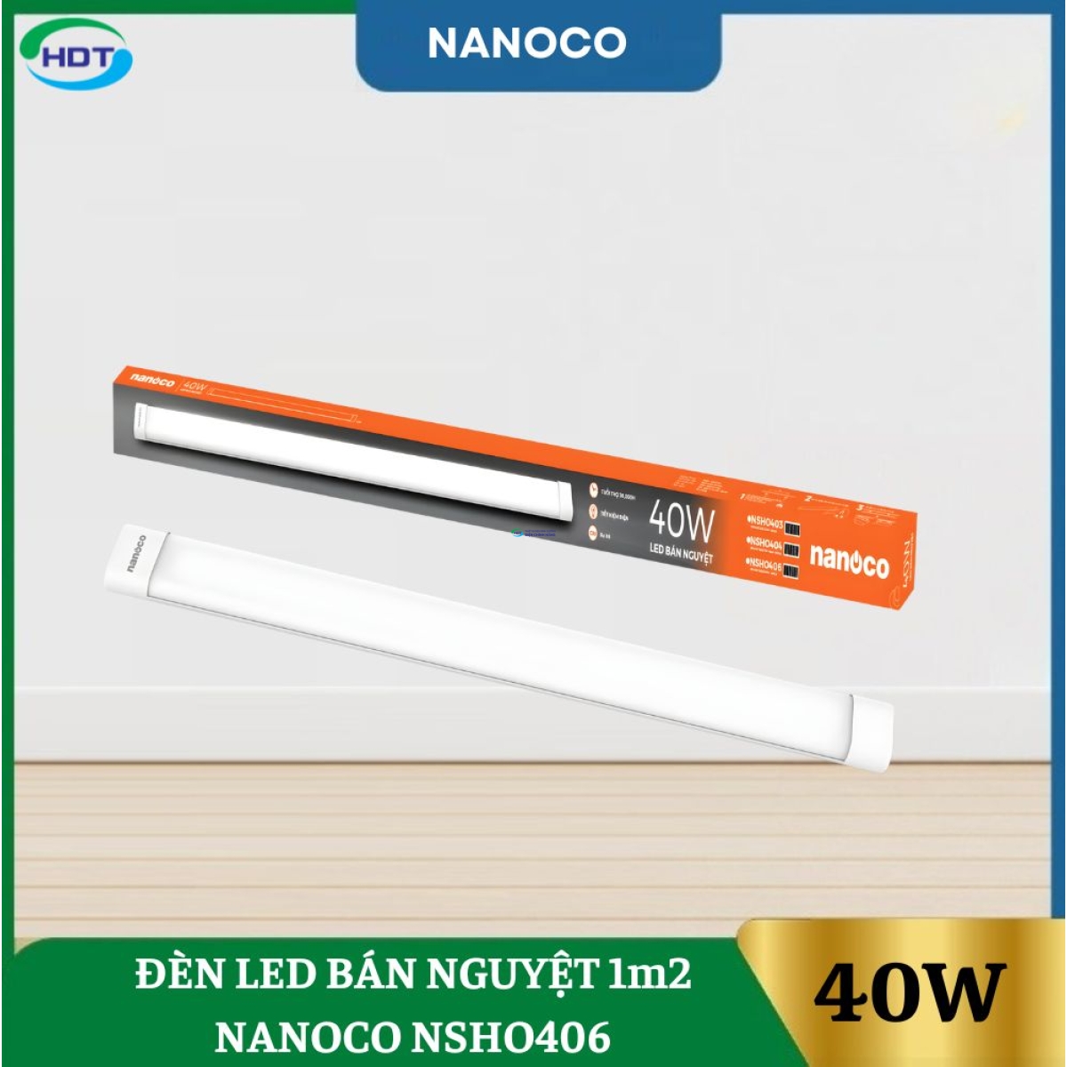 Đèn Led Bán Nguyệt 1m2 40W Nanoco NSHO406